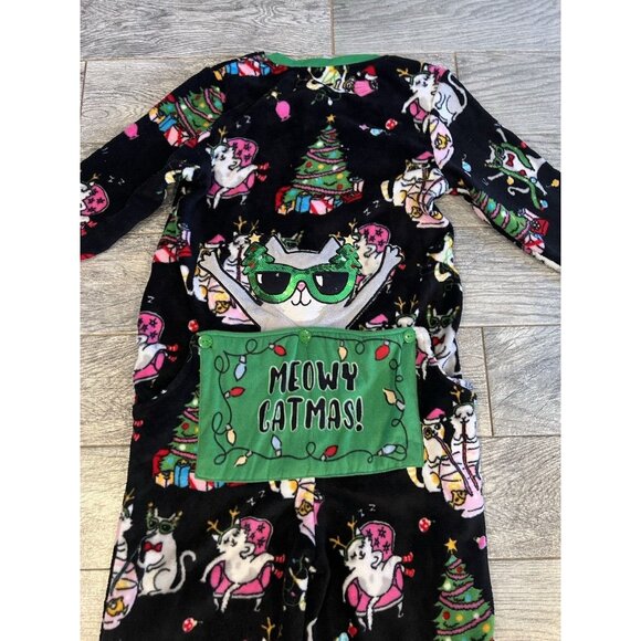 Christmas Pajamas PJs Union Suit Drop Seat 1 pc Small NWT Meowy‎ Catmas Holiday - Picture 12 of 14